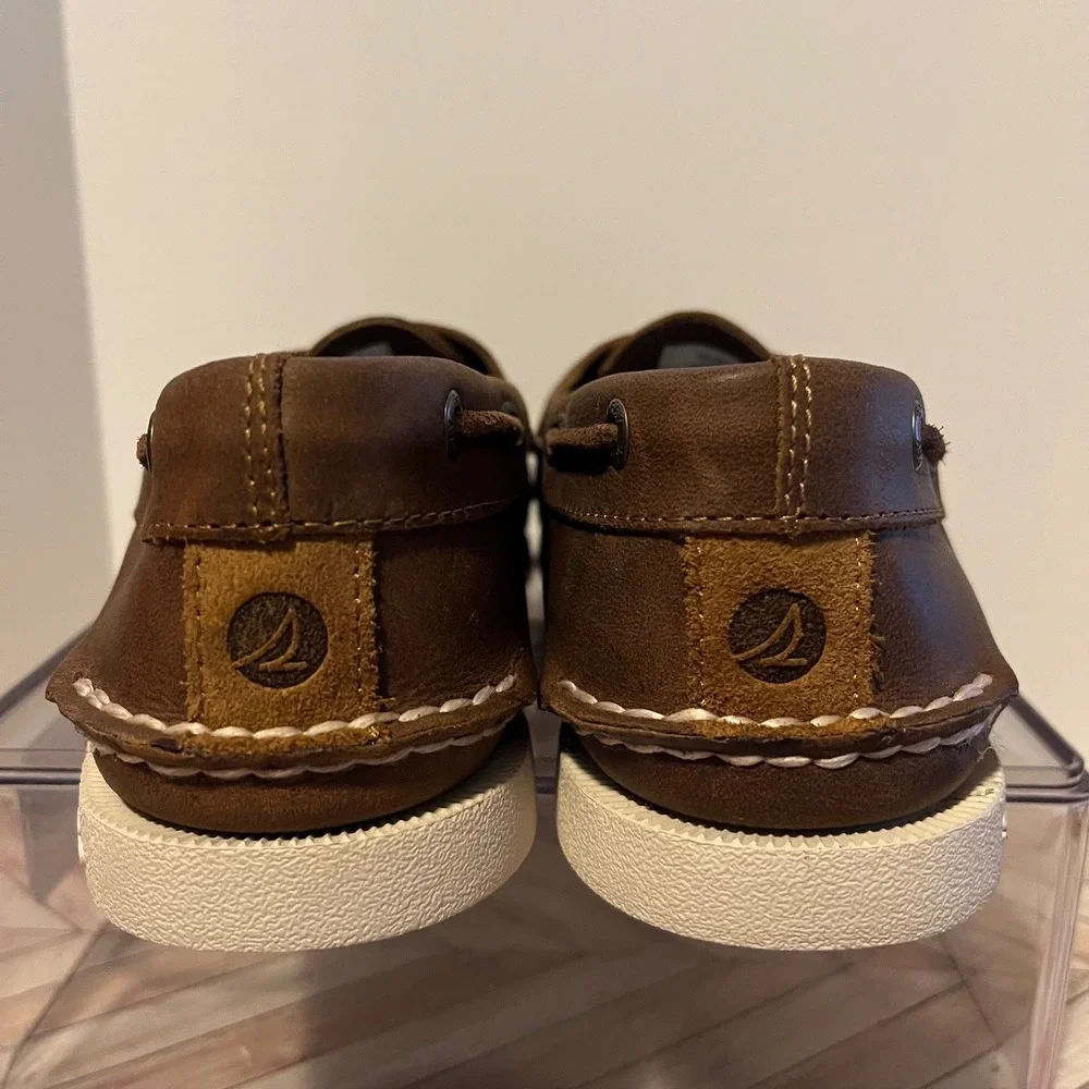 Sperry Top Sider Authentic Original 2 Eye Boat Shoe Men 8 Brown Leather Nautical
